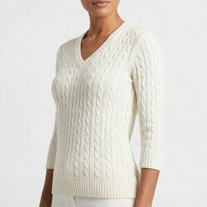 $190 REVOLVE 525 America Women's V-Neck cable knit Sweater cream S